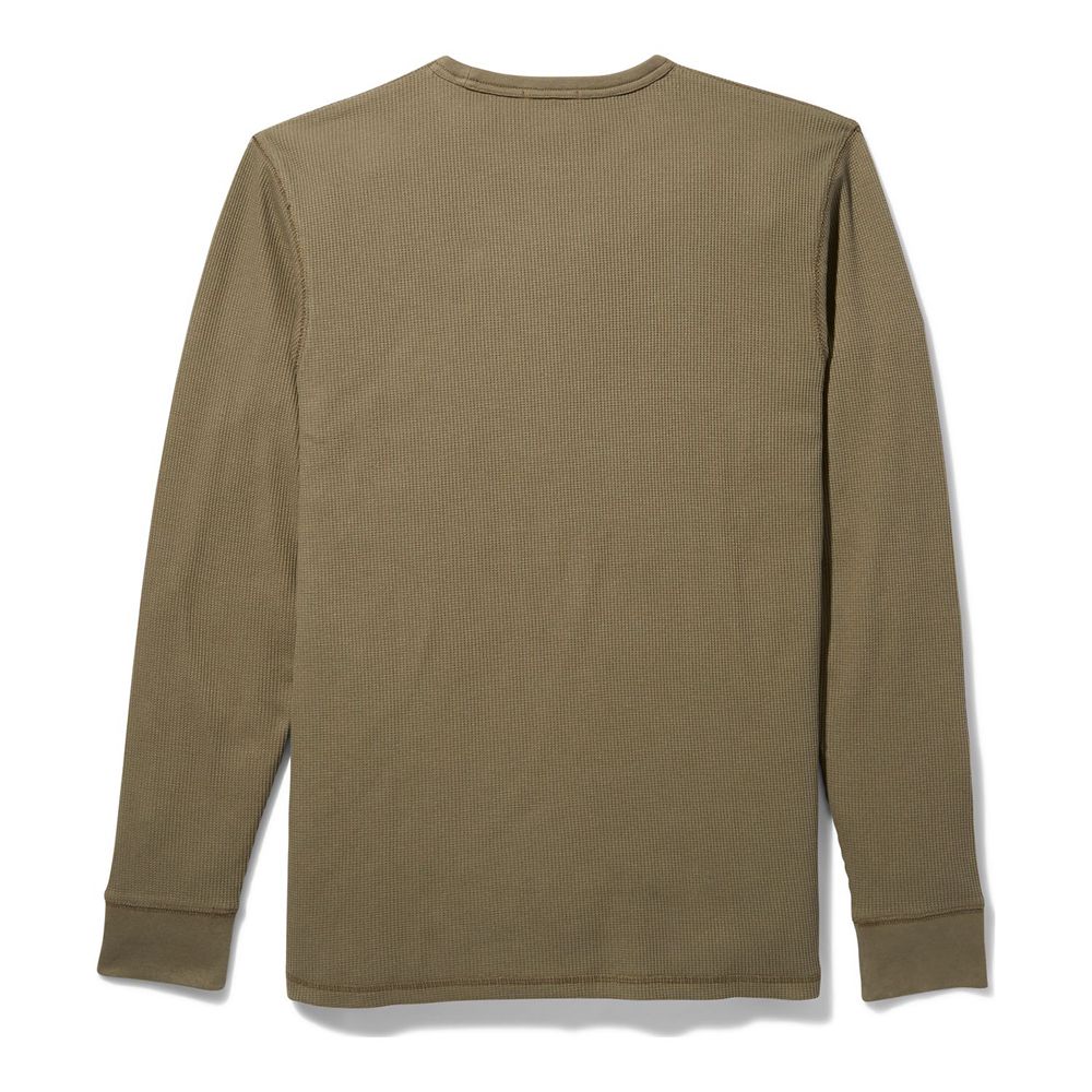 Timberland Mens Shirts Wharf River Waffle-Knit Crewneck - Olive - India WU8521906